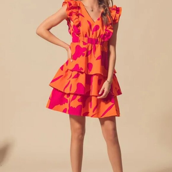 SO ME Floral V‎ Neck Layered Dress with Elasticized Waist - Picture 14 of 16